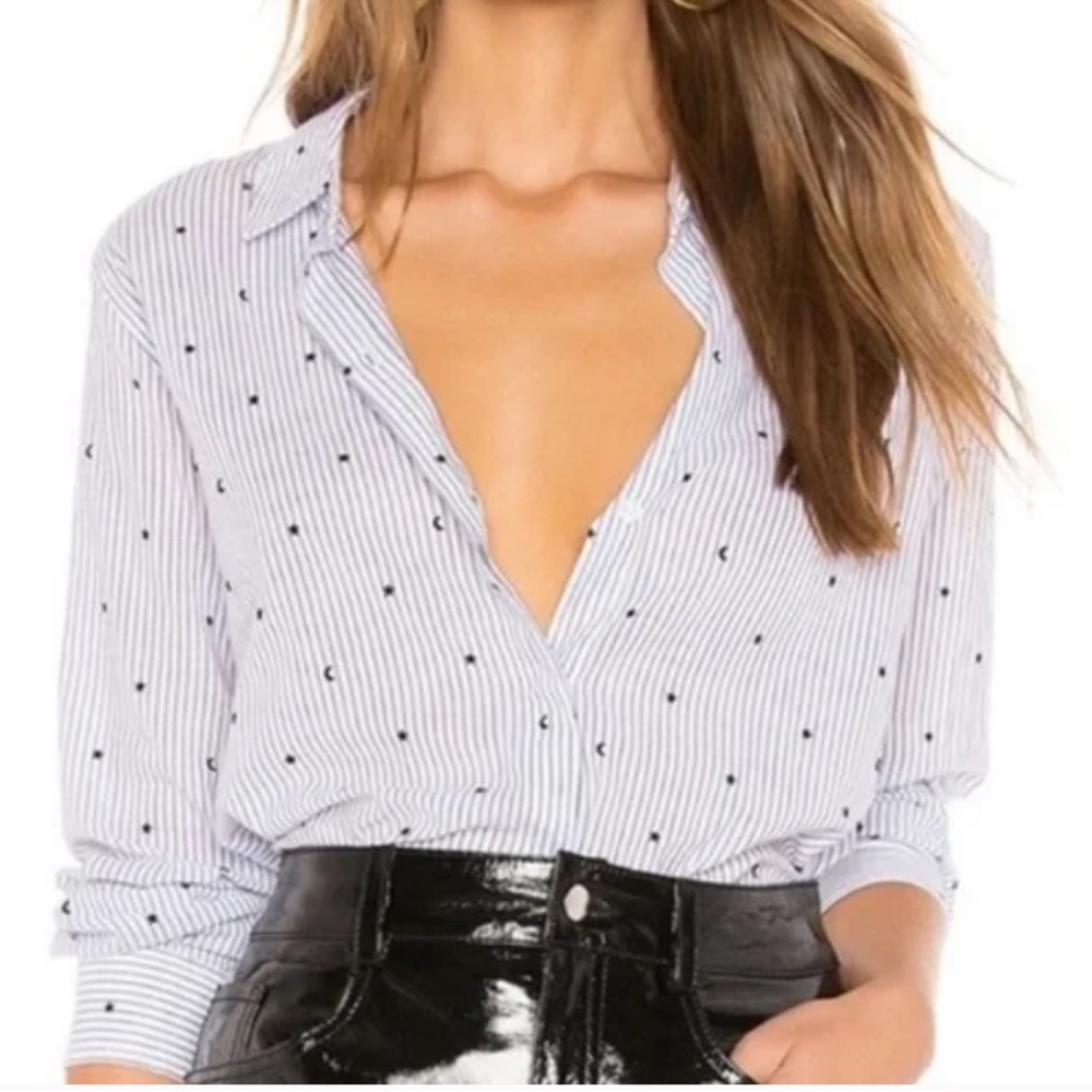 Rails Xs-S Smocked Stars And Stripes Button Down - image 2